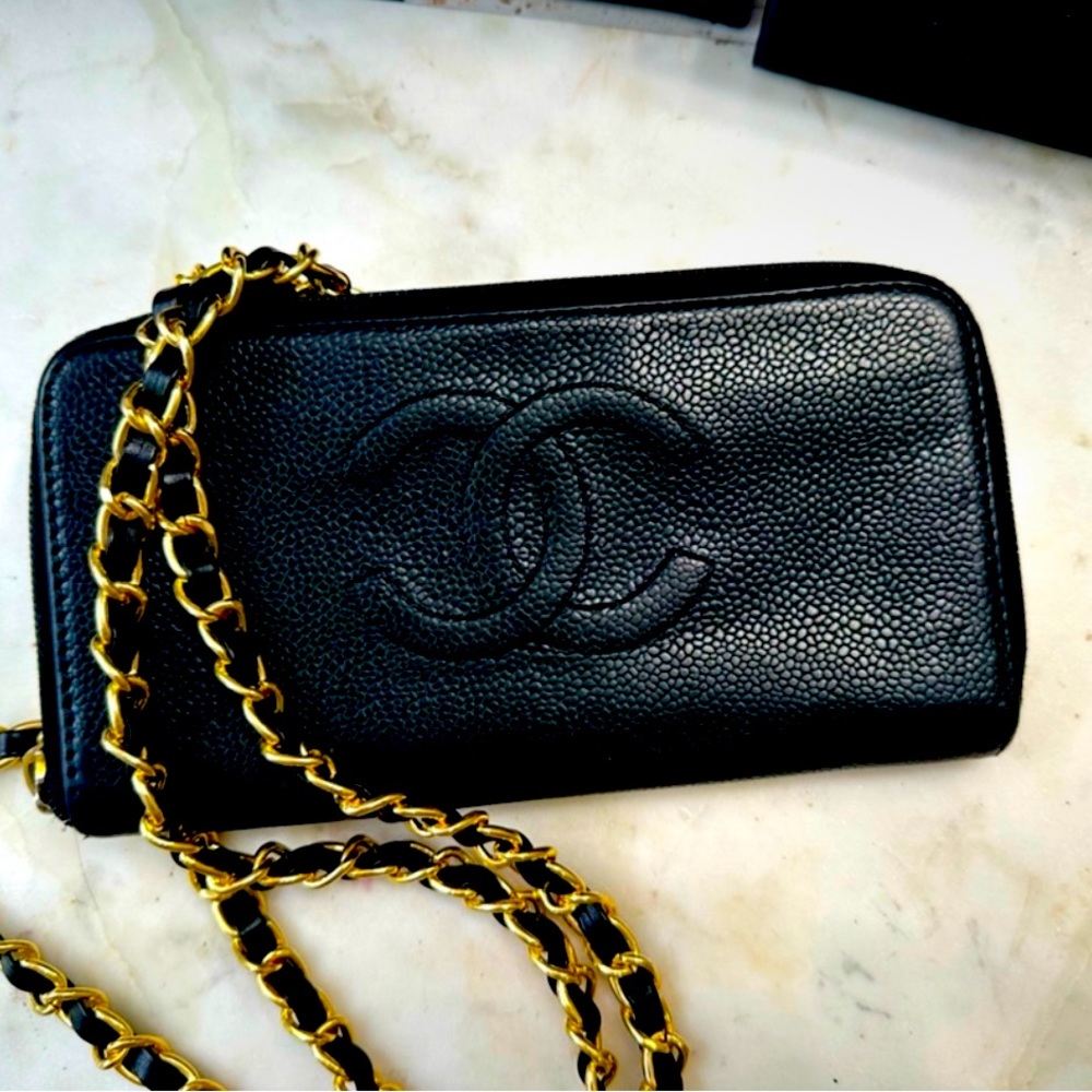 Chanel Caviar Zip Around Crossbody;